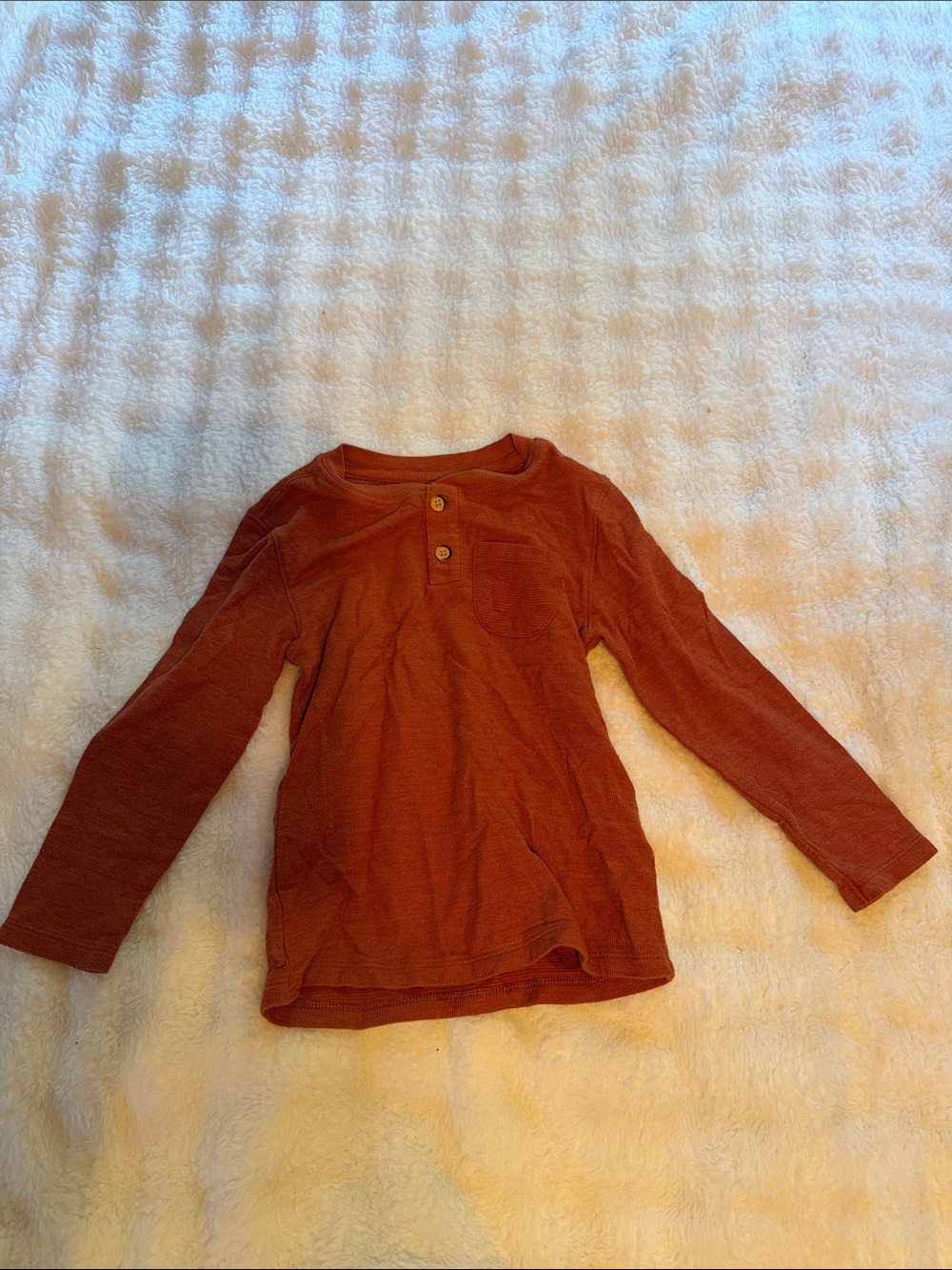 Cat & Jack Long-Sleeve Henley Top in Rust Orange